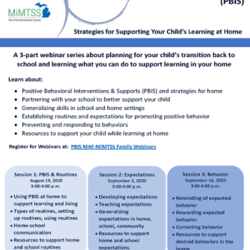 MAF and MiMTSS: Strategies for Supporting Your Child's Learning at Home Webinar Series